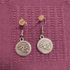 Silver Eye of Horus Dangle Earrings